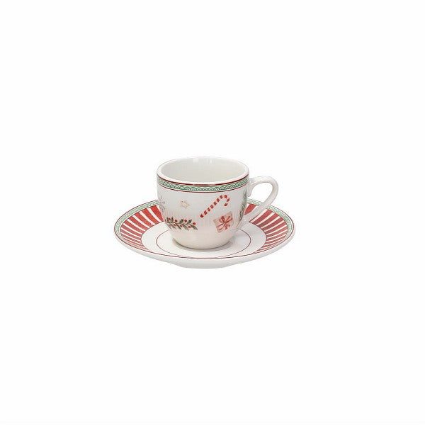Set 6 tazzine caffè Natalizio in Porcellana Atollo Vintage. Tognana
