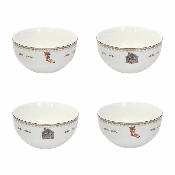 Set 4 coppette Natalizie in Porcellana Atollo Vintage. Tognana