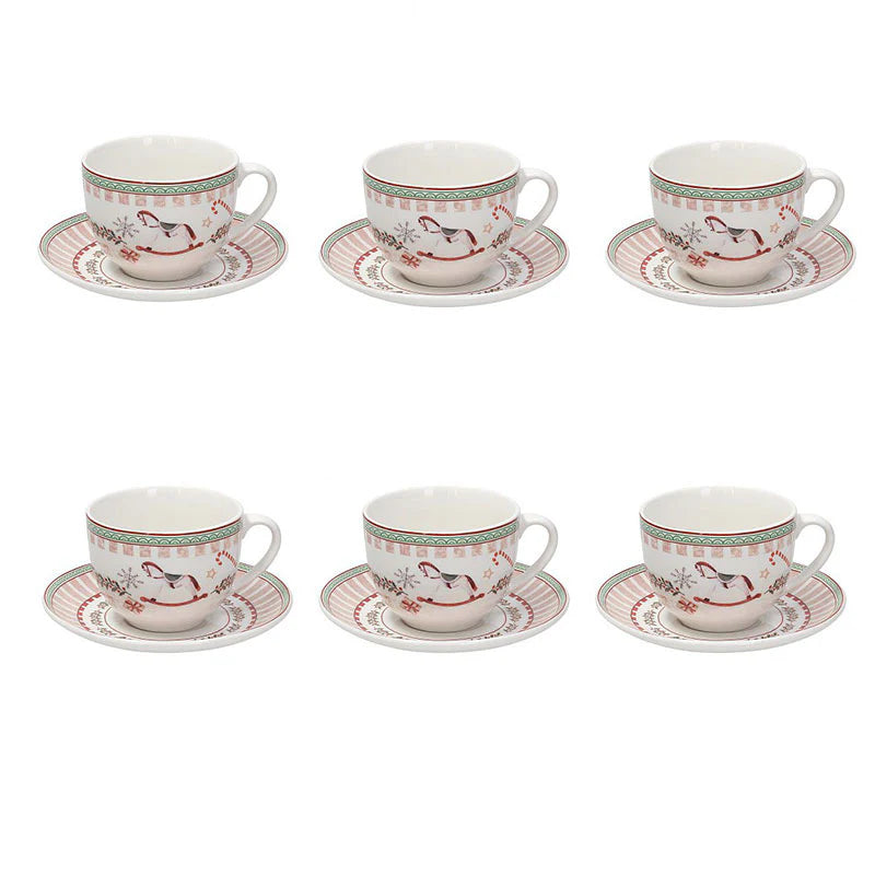 Set 6 tazzine caffè Natalizio in Porcellana Atollo Vintage. Tognana