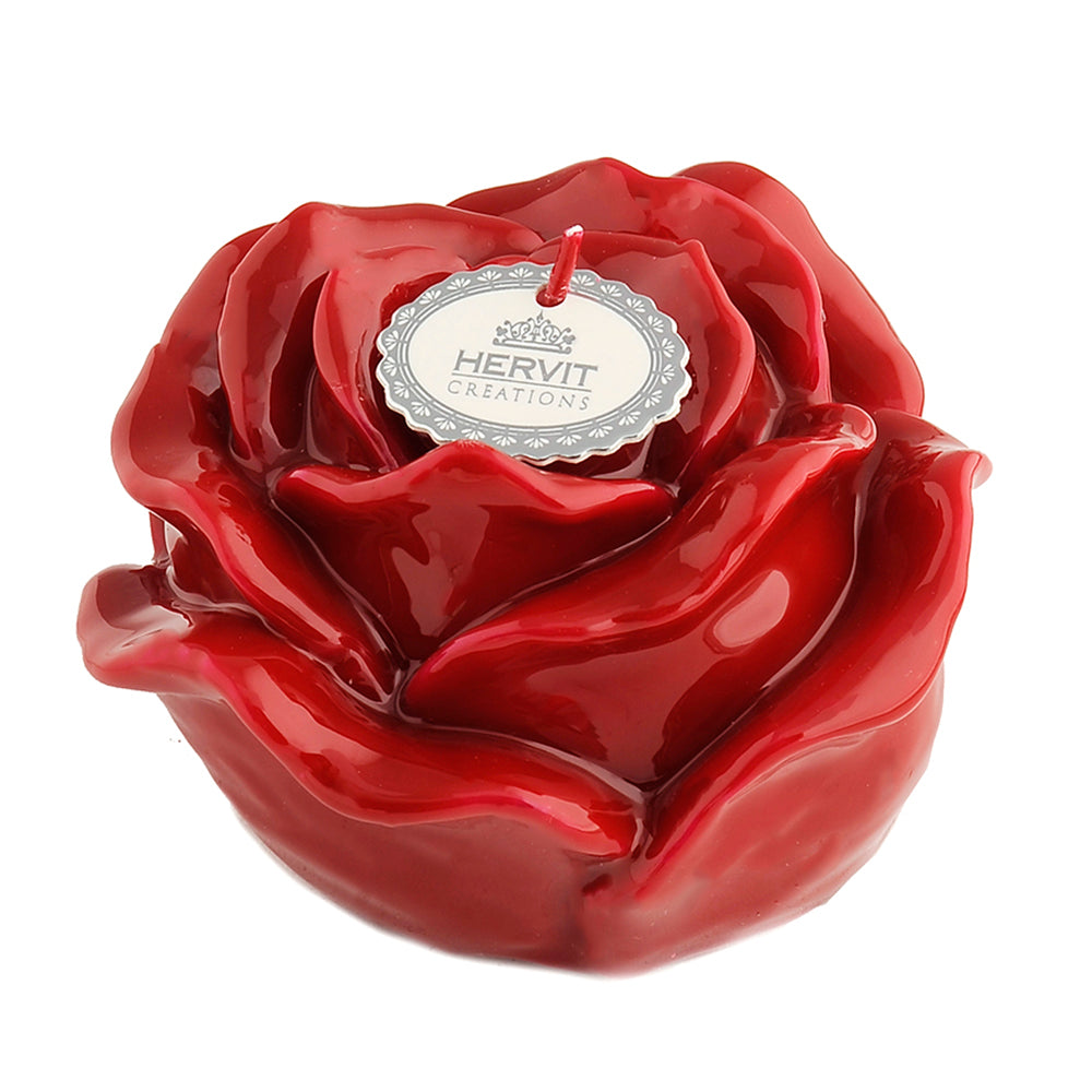 Candela rosa laccata, colore rosso, H.12x8 cm. Hervit Creations