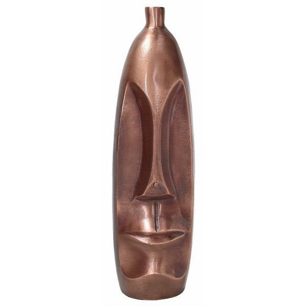Vaso volto "Moai", H.46 in ceramica, colore rame. Tognana