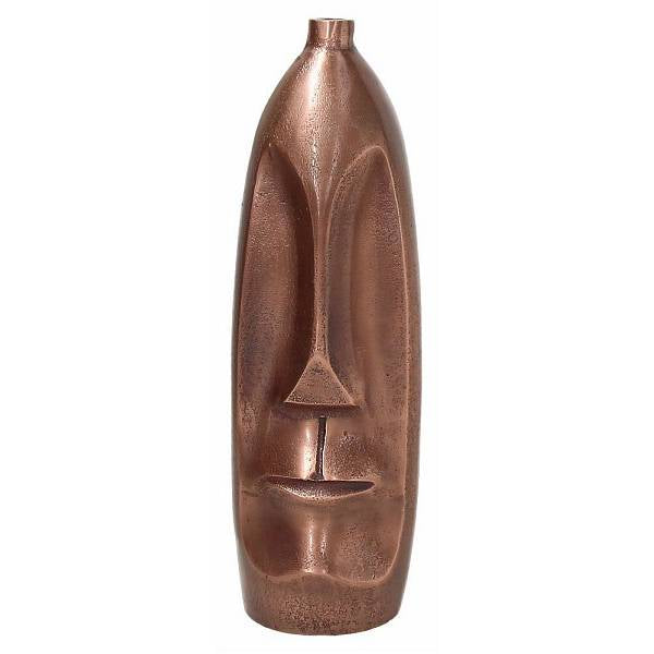 Vaso volto "Moai", H.35 in ceramica, colore rame. Tognana