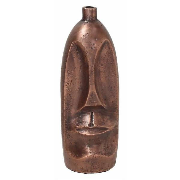 Vaso volto "Moai", H.28 in ceramica, colore rame. Tognana
