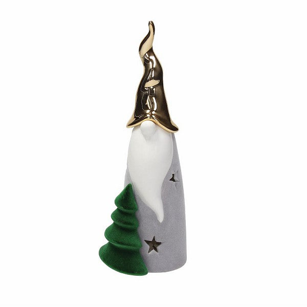 Babbo Natale con albero velluto verde e led. Tognana