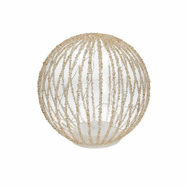 Sfera trasparente con perline e led, D.18 cm. Tognana