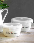 Contenitore ermetico rotondo misura L in gres decoro "Fatto in casa". Simple day