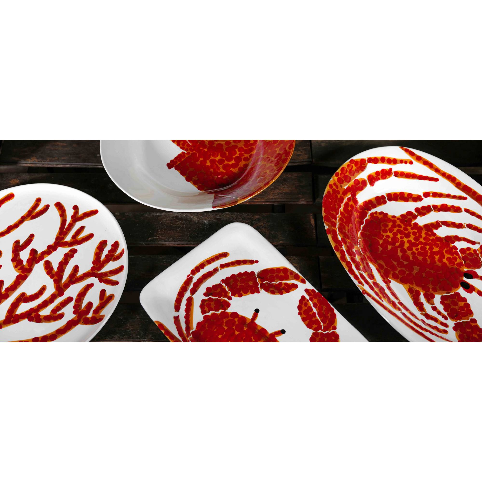 Servizio tavola da 6, Linea Corallo, decori assortiti, in ceramica. Virginia Casa