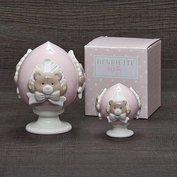 Pumo orsetto in ceramica, colore rosa, misura H. 14 cm. Henriette