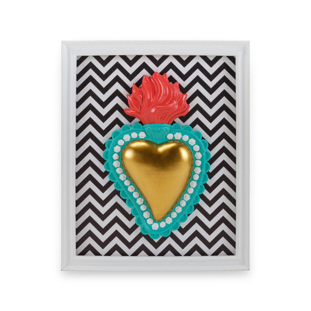 Cornice con cuore, sfondo zigzag, Linea Ton coeur. Henriette