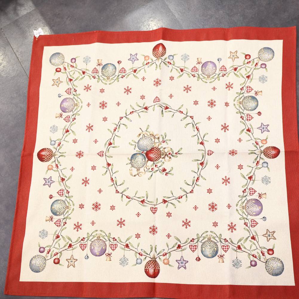 Copritavolo rettangolare in gobelin, fantasia natalizia, 140x240. Fiori di Lena