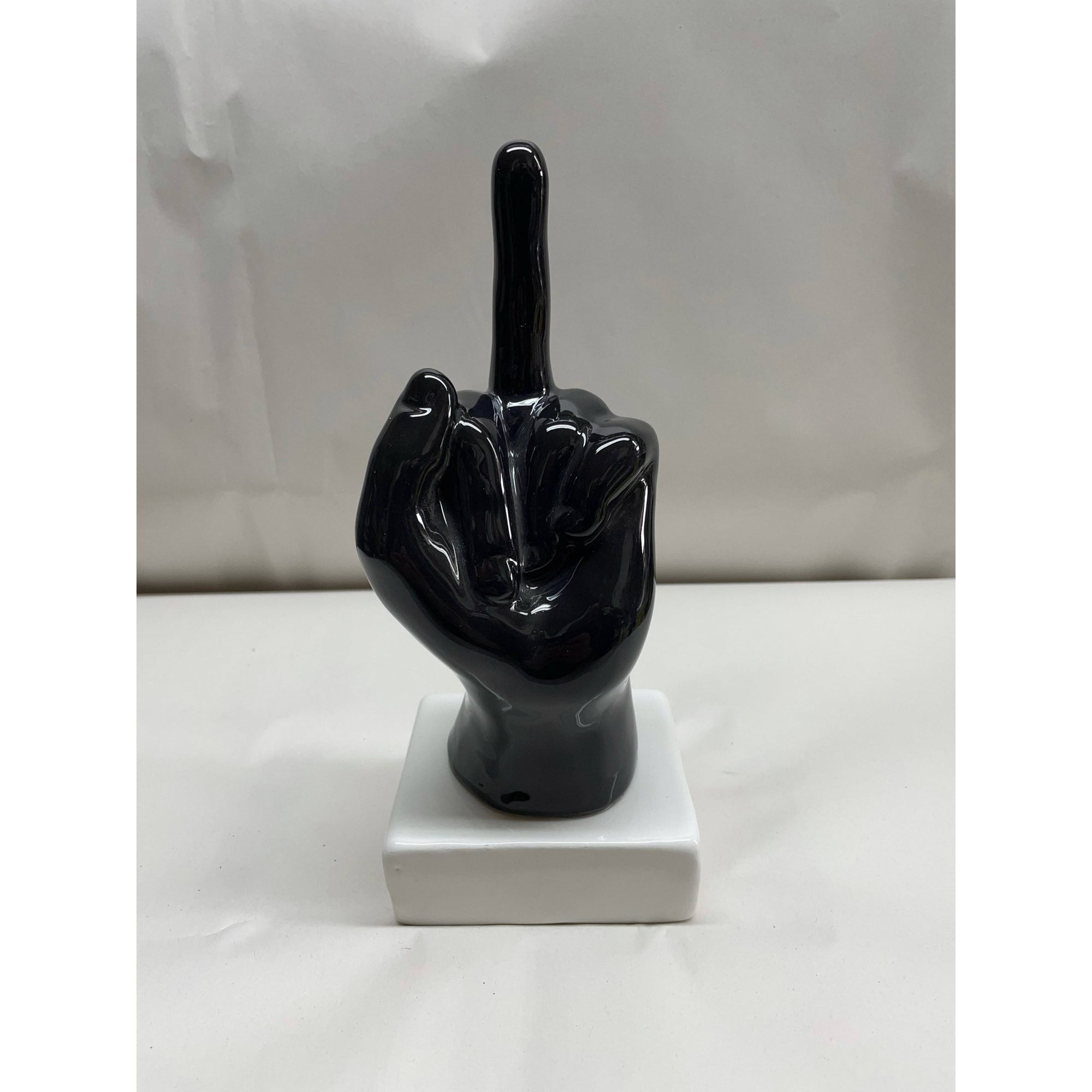 Statua mano "Fuck" colore nero, in porcellana lucida. Amage
