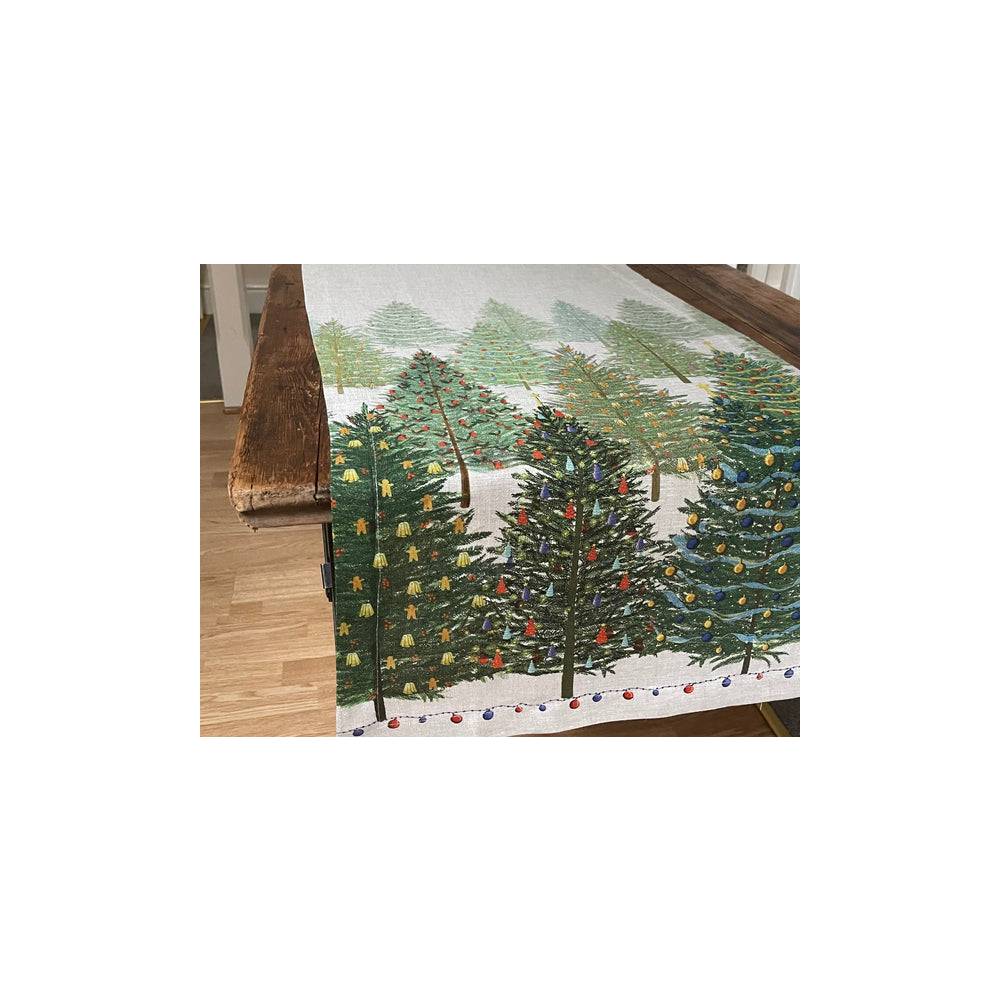 Runner natalizio Fairy Trees 45x170 cm., 100% lino. Tessitura Toscana Telerie