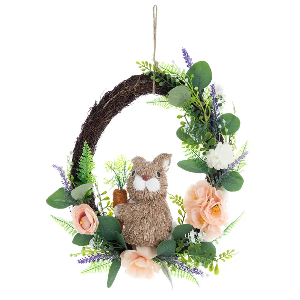 Decoro Ghirlanda con coniglio e fiori. Blanc Mariclò