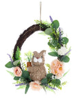 Decoro Ghirlanda con coniglio e fiori. Blanc Mariclò