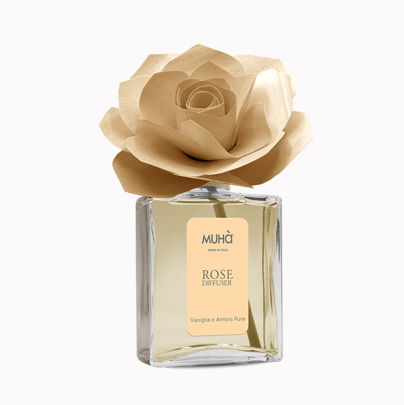 Profumatore d'ambiente "Rosa Diffuser", vaniglia e ambra pura, 200ml. Muhà