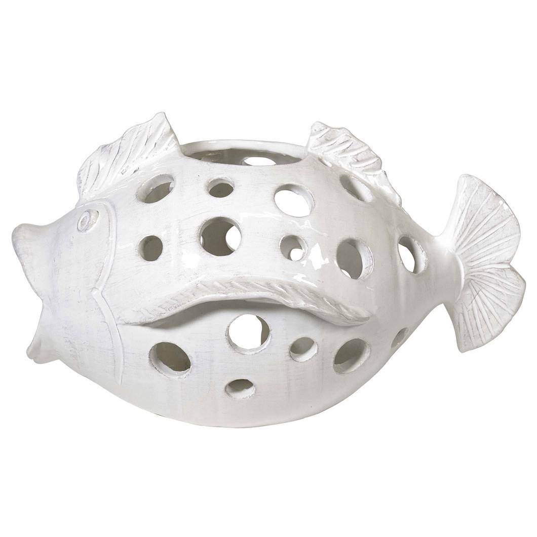Lanterna Cernia, in ceramica, colore Bianco. Virginia Casa