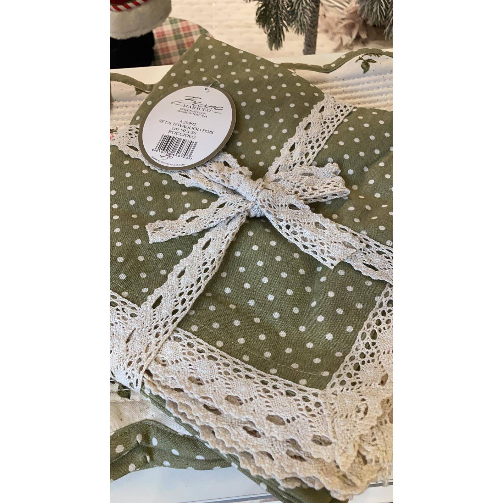 Set 6 Tovaglioli Linea Bocciolo. Blanc Mariclo'