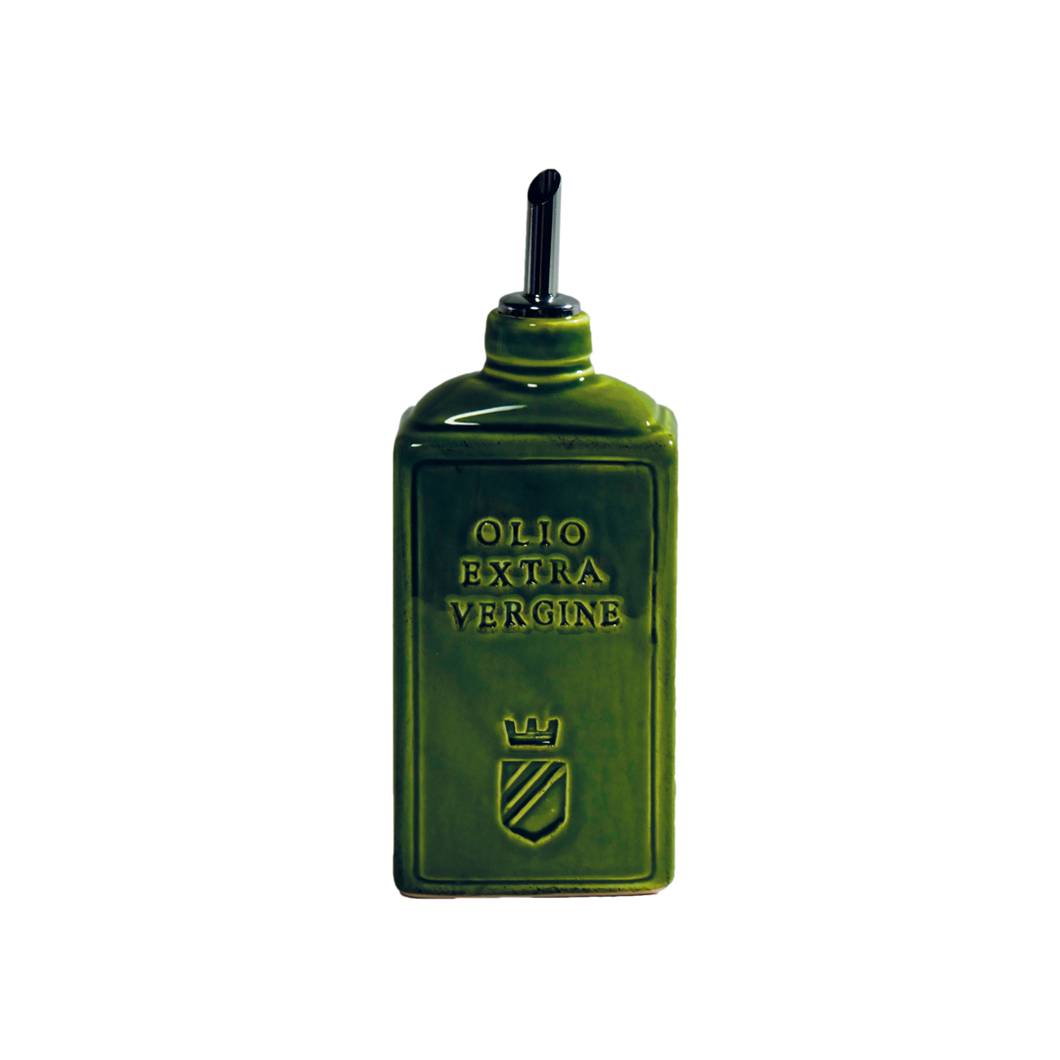 Lattina olio con beccuccio, in ceramica, verde. Virginia Casa
