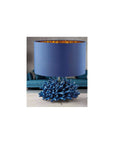 Lampada Anemone di mare, colore blu, in porcellana Capodimonte, H. 40cm. Melaverde