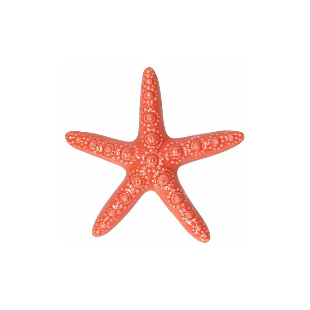 Stella marina, colore rosso corallo, in ceramica. H. 3cm. x 18cm. Tognana