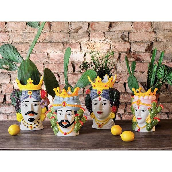 Vaso faccia Uomo, in ceramica, Linea Vis a Vis, H.25cm. Tognana