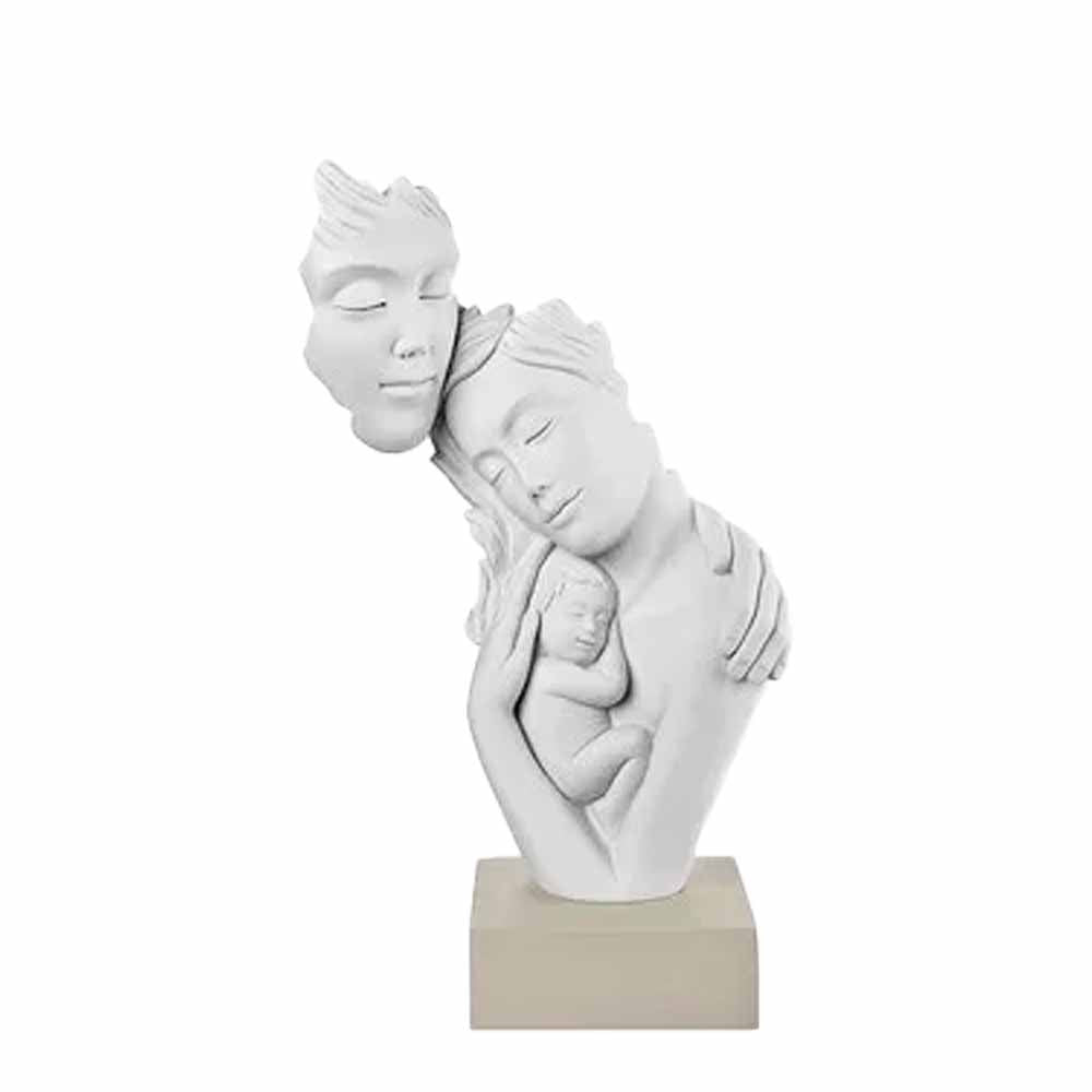 Scultura face famiglia, H. 20 cm., misura piccola, bianco base nocciola. Bongelli