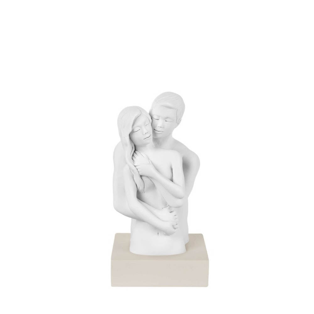 Scultura Coppia, H. 20 cm., misura piccola, bianco base nocciola. Bongelli