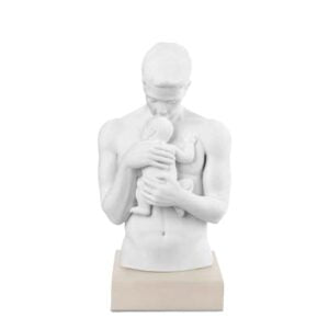 Scultura busto papà, H. 15 cm., bianco base nocciola. Bongelli