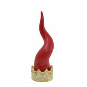 Corno rosso, con base oro, H. 21 cm. Bongelli