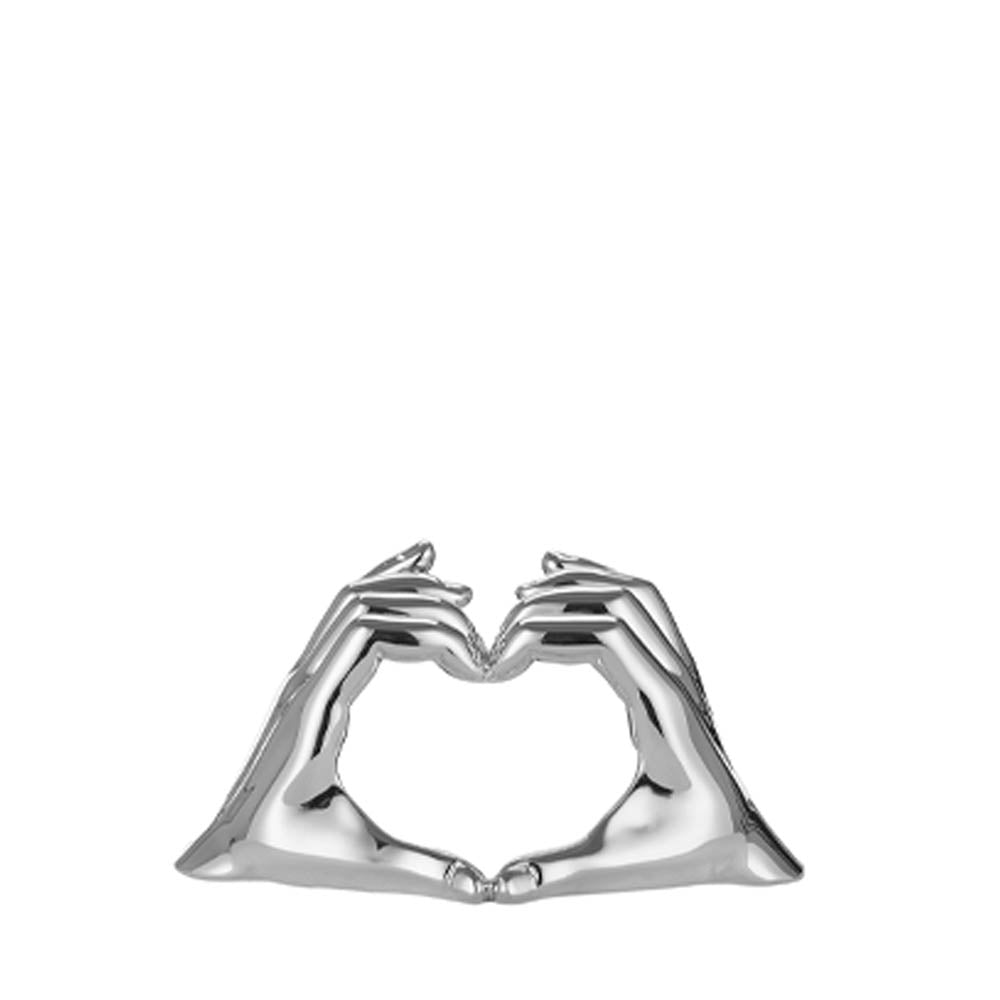 Scultura mani cuore, 14x8 cm., misura piccola argento. Bongelli