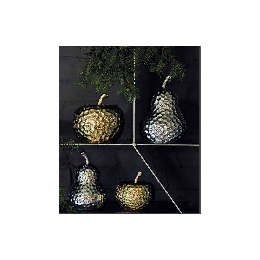 Mela decorativa, Linea Home decor voila, colore oro martellato, H. 11 cm. Tognana