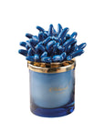 Candela grande con tappo Anemone di mare, colore blu, in porcellana Capodimonte. Melaverde