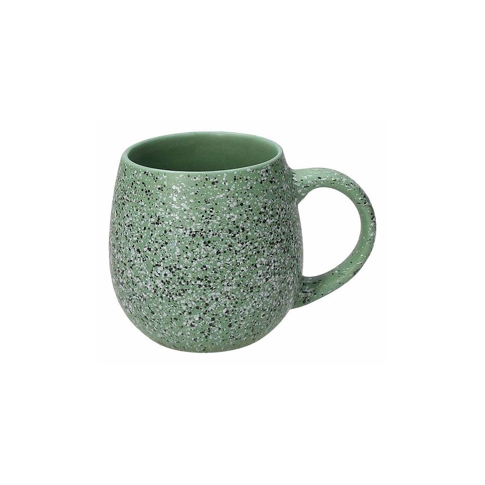 Mug bombato, effetto marmo, in ceramica verde scuro. Tognana