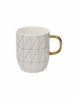 Mug Geometria, Linea New Milk &amp; chery, porcellana, colore bianco e oro. Tognana