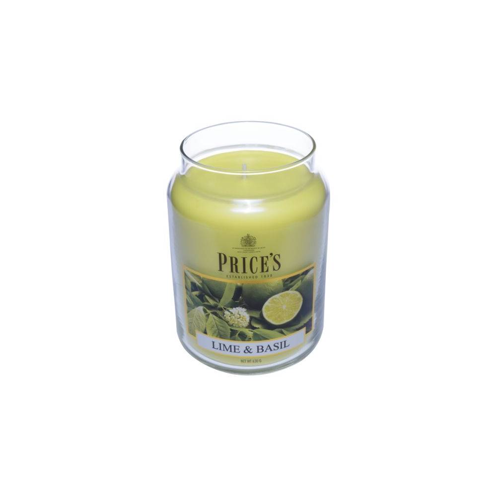 Candela in giara grande, profumazione Lime e basilico. Price's
