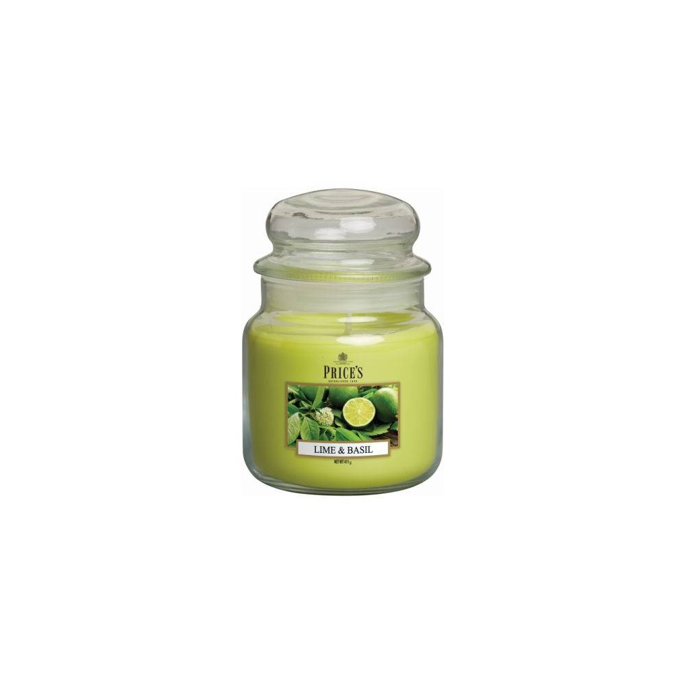 Candela in giara media, profumazione Lime e basilico. Price's