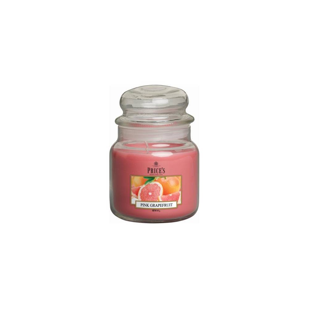 Candela in giara media, profumazione pompelmo rosa. Price's