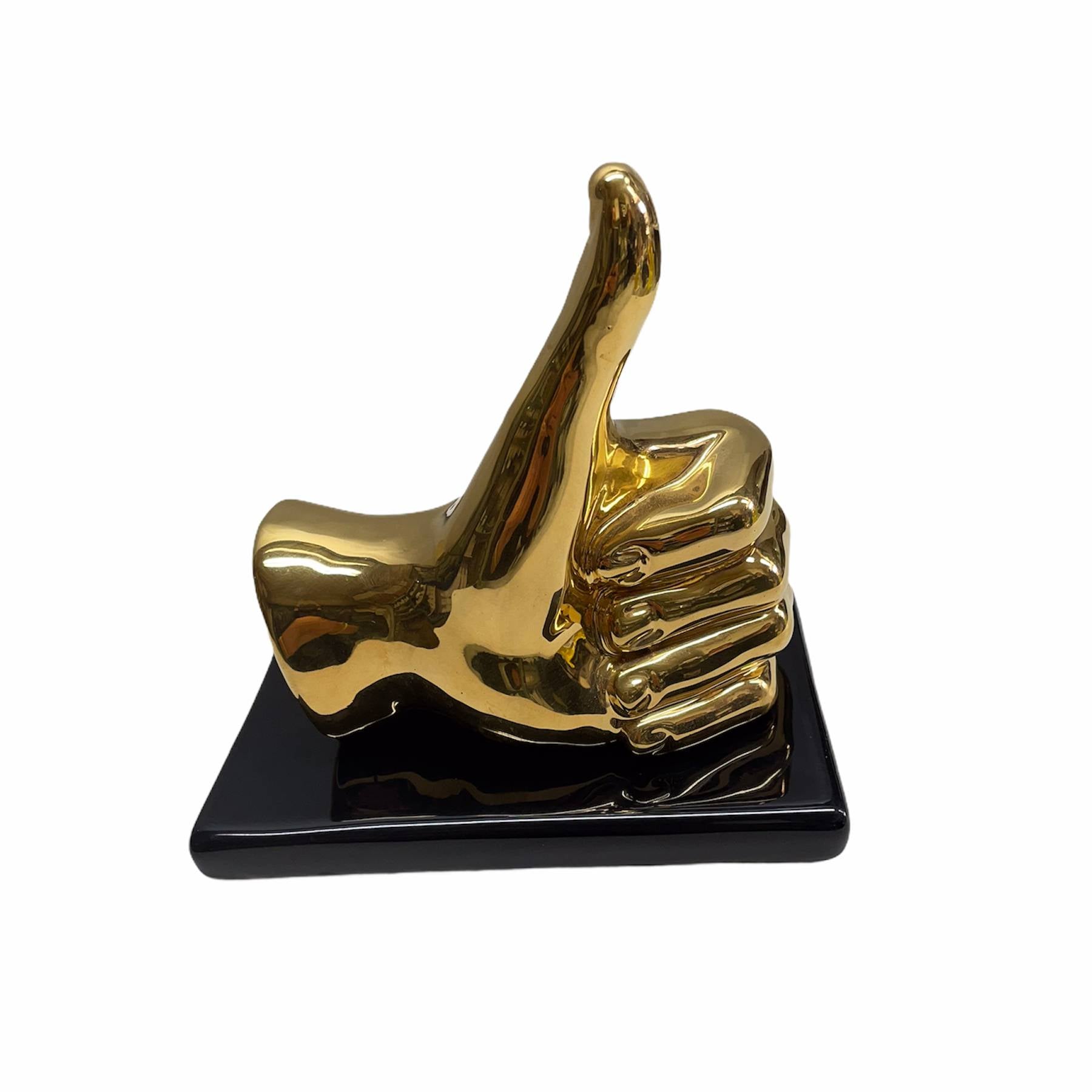 Statua mano "Mi piace" colore oro, in porcellana lucida. Amage