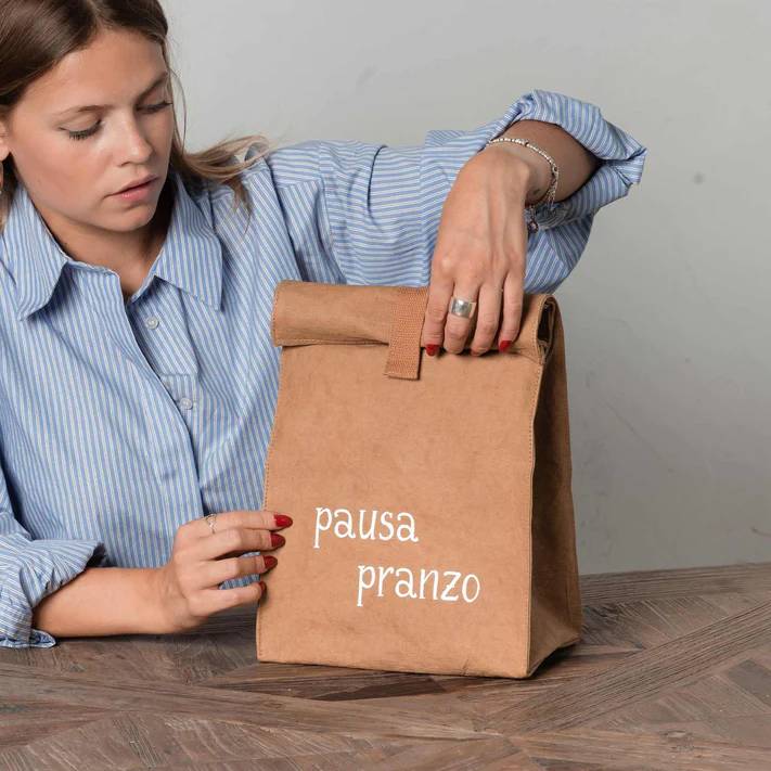 Porta pranzo decoro "Pausa pranzo" colore avana. Simple day