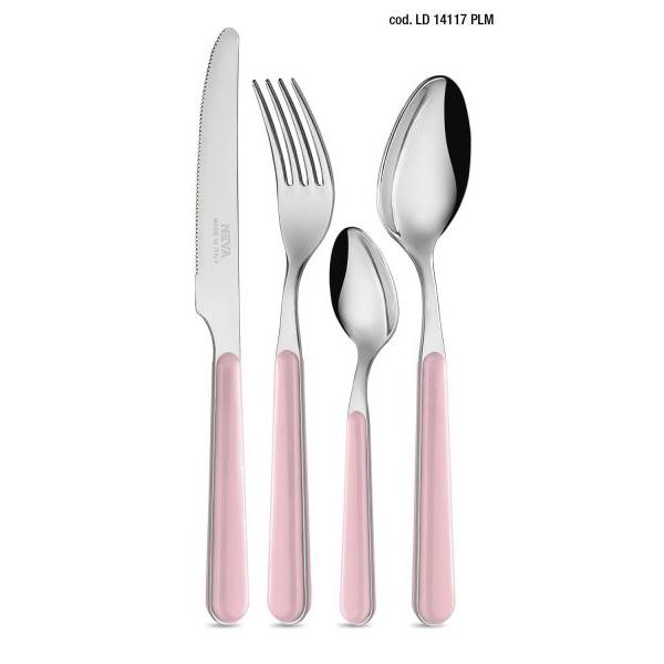 Coltello Linea BISTROT acciaio inossidabile, con manico rosa. Neva Posate