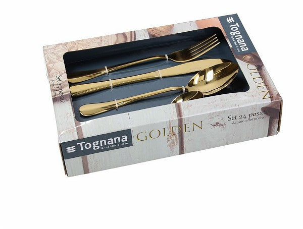 Servizio posate acciaio effetto oro 24 pz. Tognana Porcellane