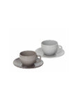 Tazza caffè con piattino, ceramica grigio e tortora, set 6pz. Tognana