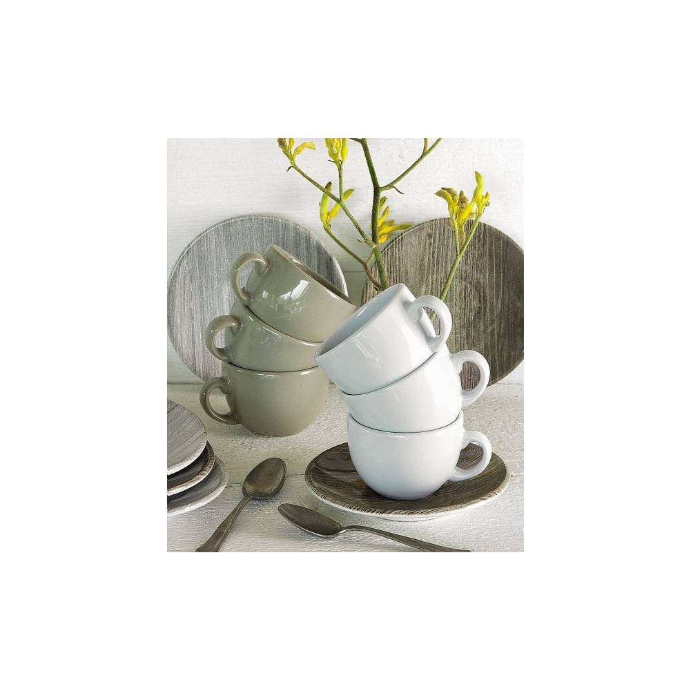 Tazza caffè con piattino, ceramica grigio e tortora, set 6pz. Tognana