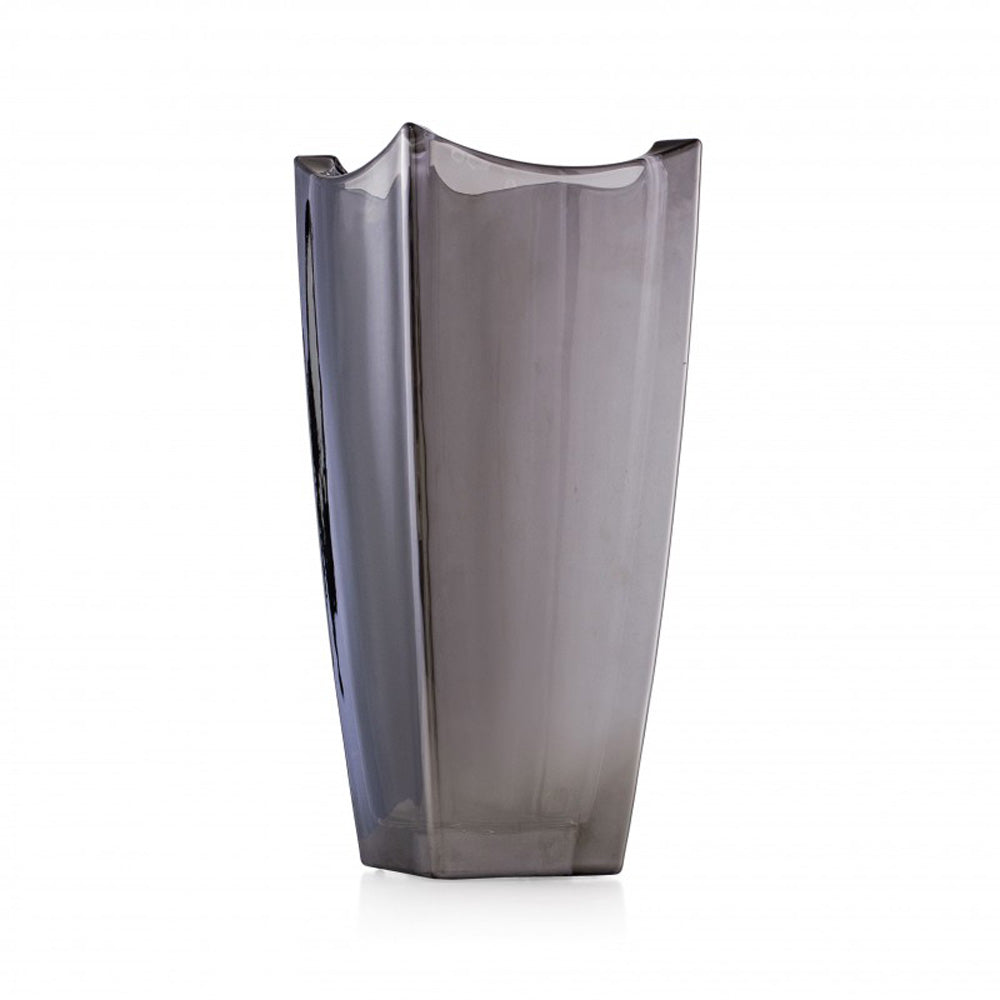 Vaso da tavolo in cristallo, colore grigio, 14.5x30cm. Emò Italia