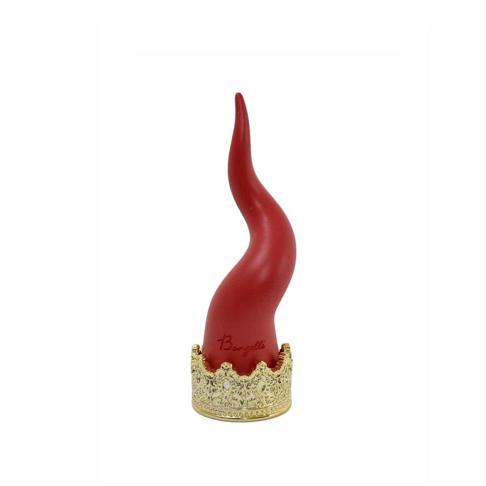 Corno rosso, con base oro, H. 15 cm. Bongelli