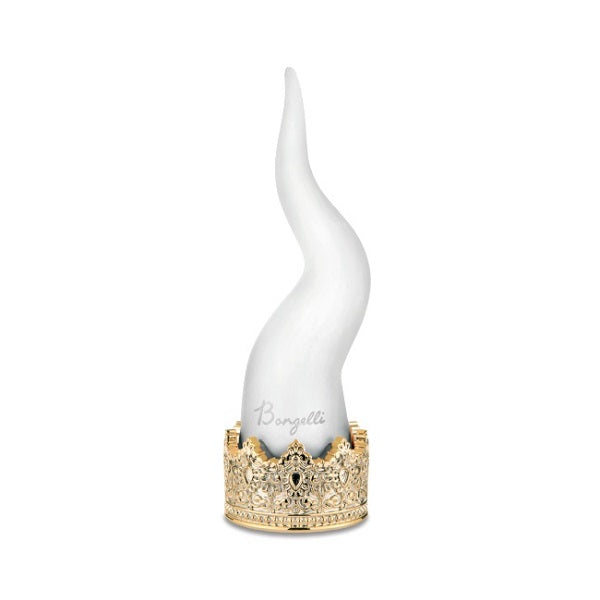 Corno bianco, con base oro, H. 45 cm. Bongelli