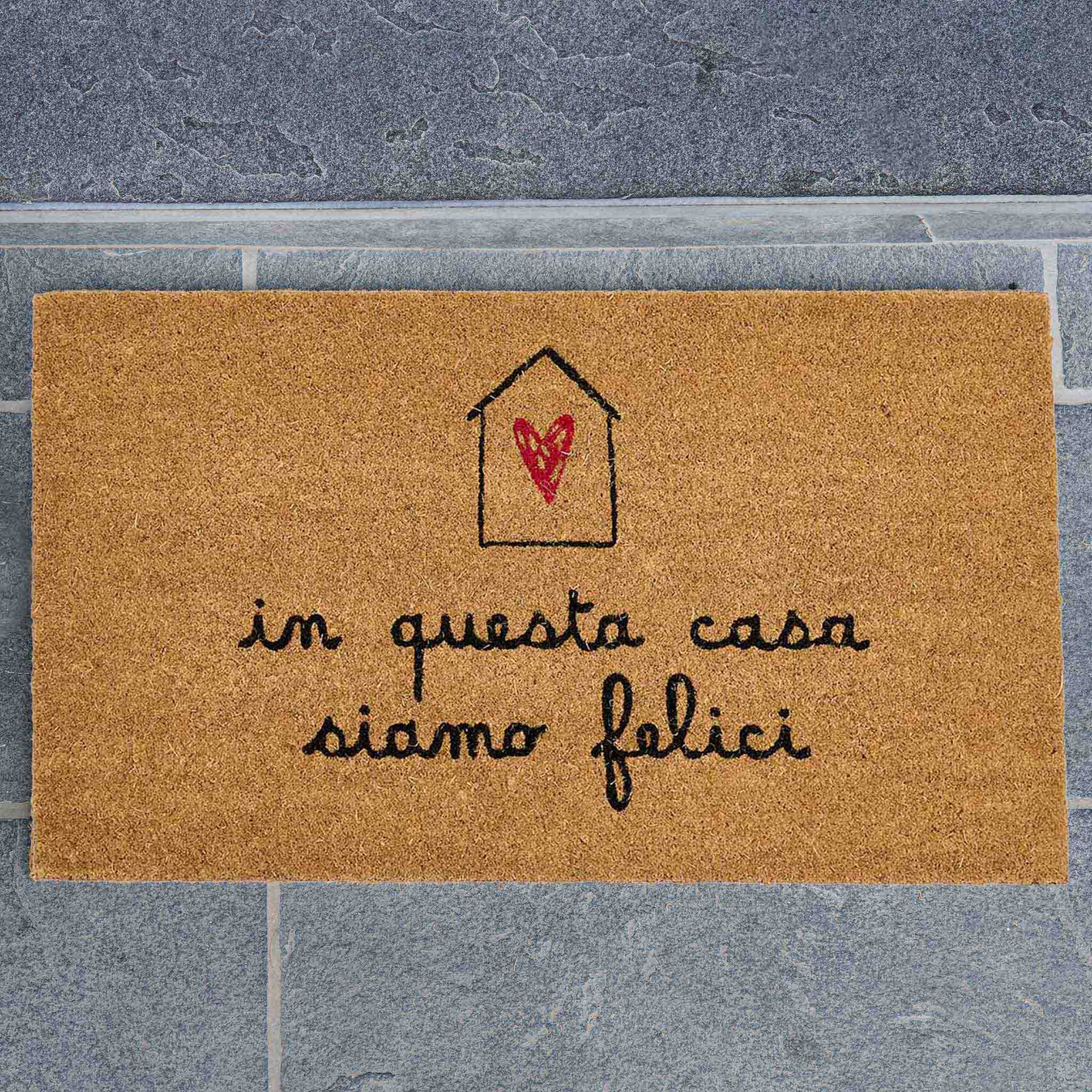 Zerbino "In questa casa siamo felici" 45 x 75 cm. Simple day
