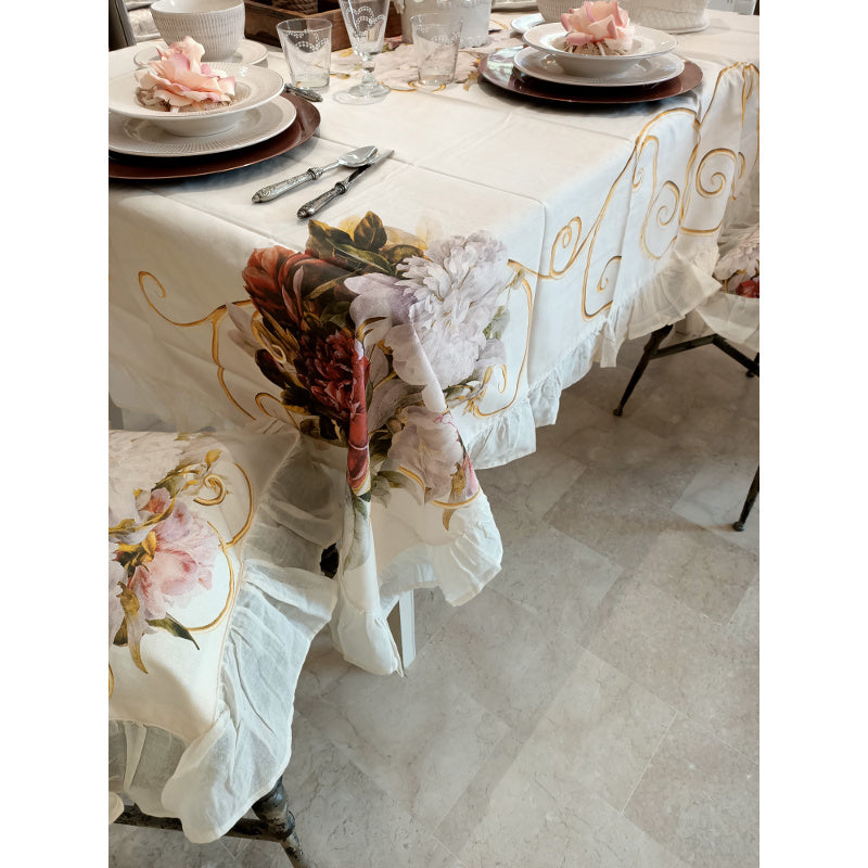 Tovaglia con Gala fiorata 150x220. Blanc Mariclò