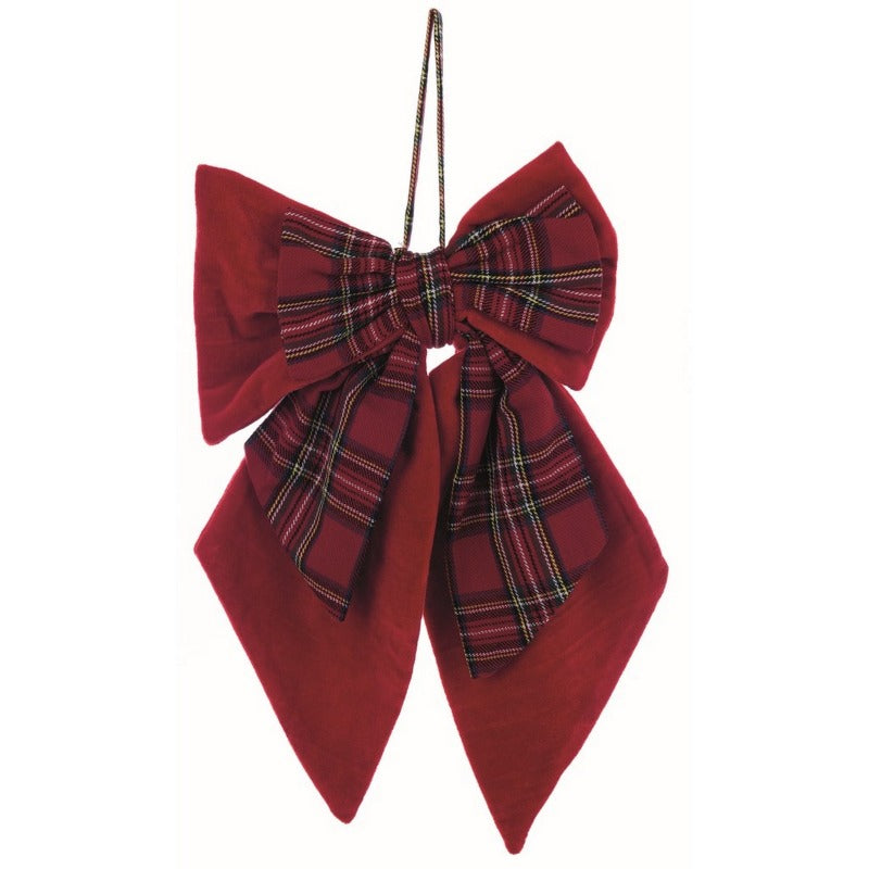 Decoro doppio fiocco porta tartan, linea Tartan. Blanc Mariclò