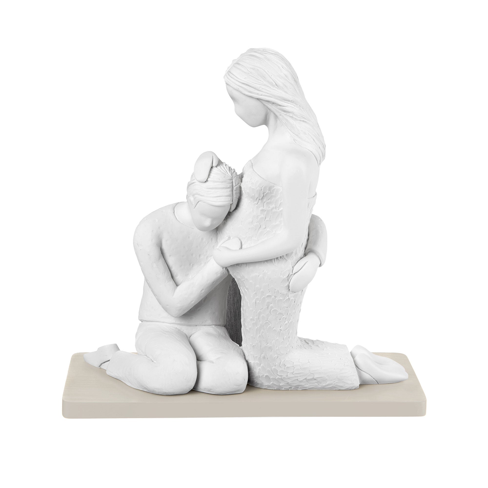 Scultura coppia maternità sogno, misura 25x26cm., bianco base nocciola. Bongelli